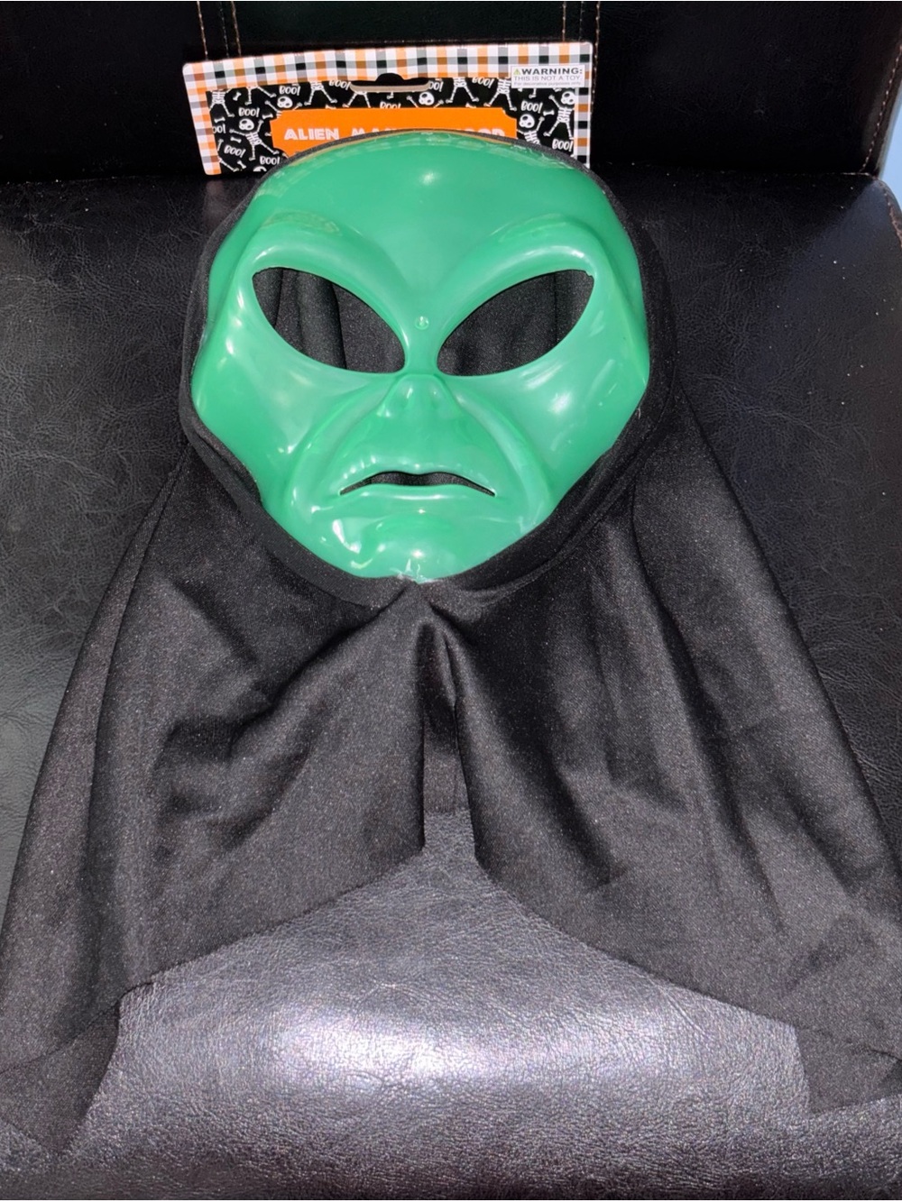 Alien Mask Kids Costume - Green with Black Hood